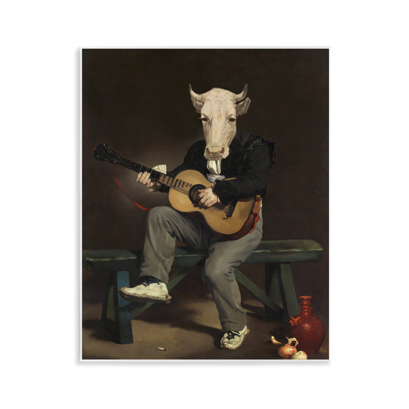  Vache jouant de la guitare, art mural par Alicia Longley