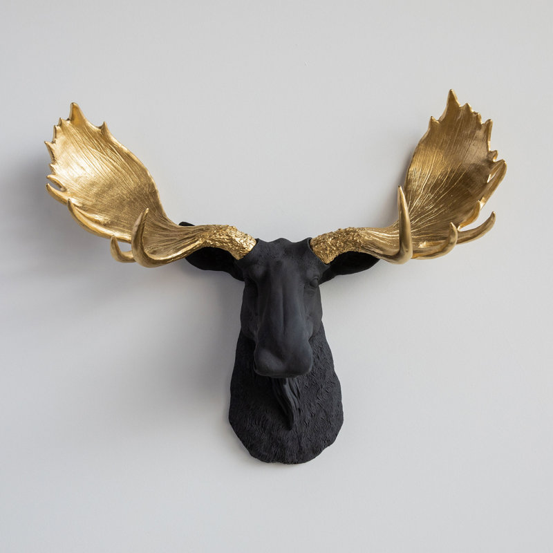 Handmade Rustic Animals Wall Decor on Resin, Black/Gold