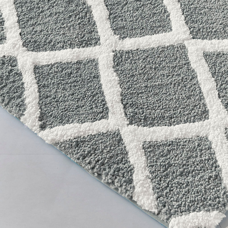 Tapis de bain réversible en microfibre touffetée à poils longs (un seul tapis), Gris