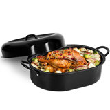 Granitestone Oval Roaster Pan, Small 16" Ultra Nonstick Roasting Pan
