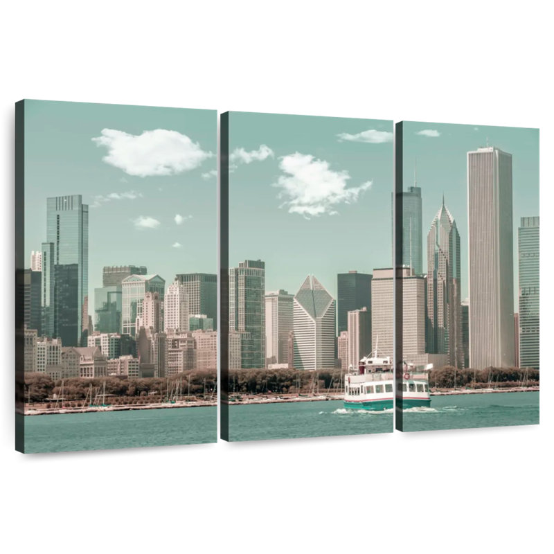 Style rétro Sirci Chicago Skyline, H 28 po x l 45 po