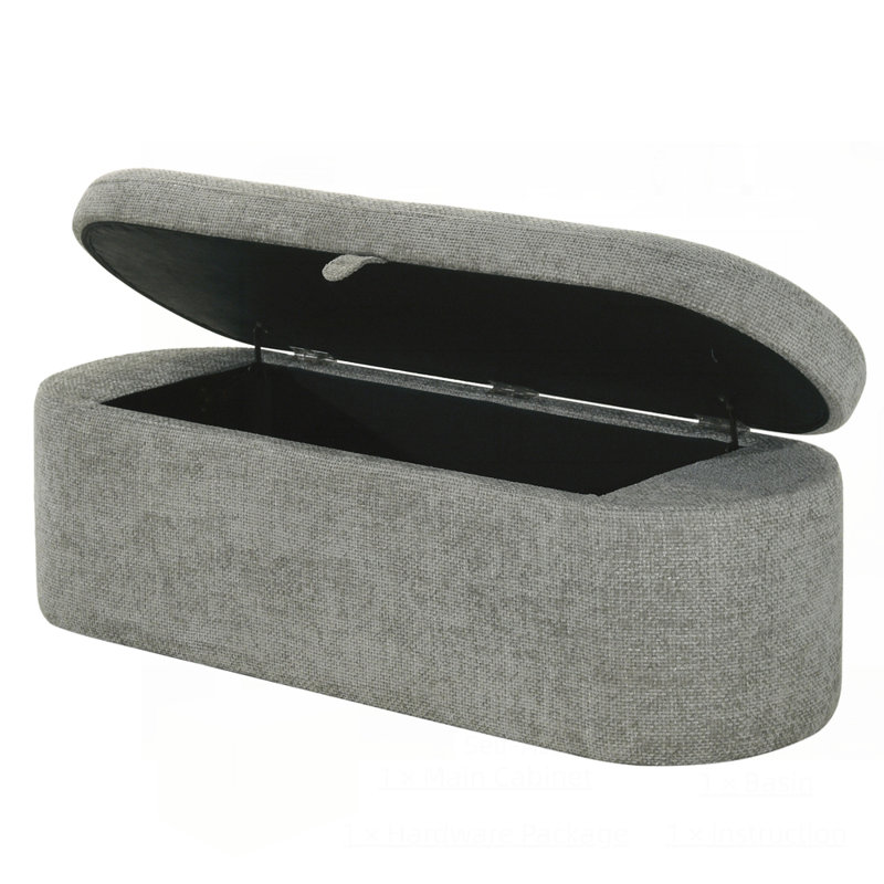 Philipa Storage Bench-L.Grey Tweed, Gray