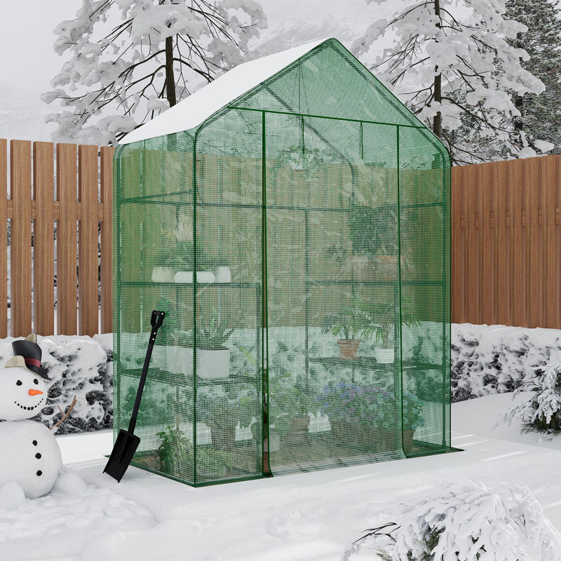 Greenhouse for Outdoors, 57 x 28 x 76'' Walk in Plant Greenhouses Heavy Duty with Durable PE Cover, 4 Tiers 12 Shelves Stands Portable Green House with Shelf Clips