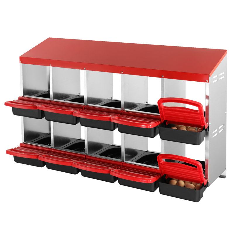 10-Compartment Chicken Nest Box Mental Box with Inclined Nesting Boxes