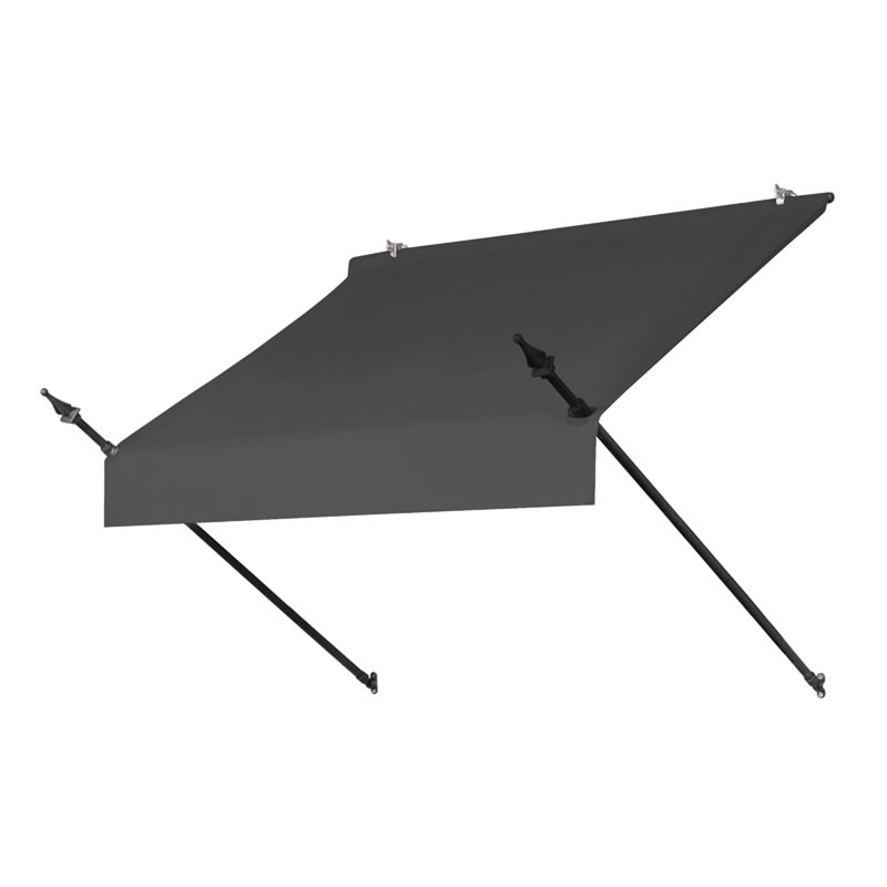 IDM Worldwide 50.5'' W x 21'' D Fabric Cover Retractable Door / Window Awning, Charcoal Gray