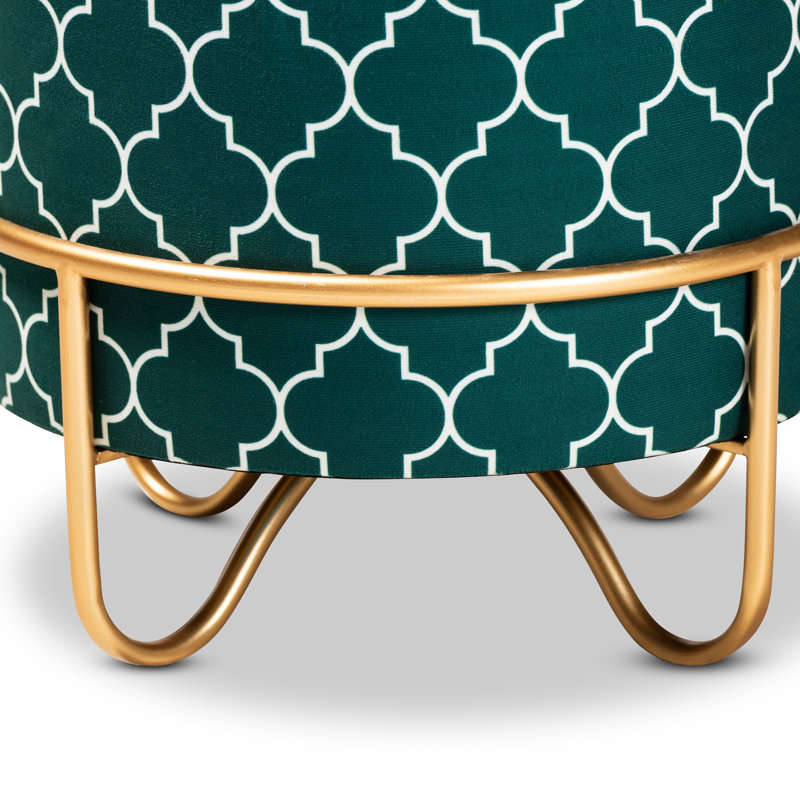 Cherri Upholstered Ottoman, Teal Green