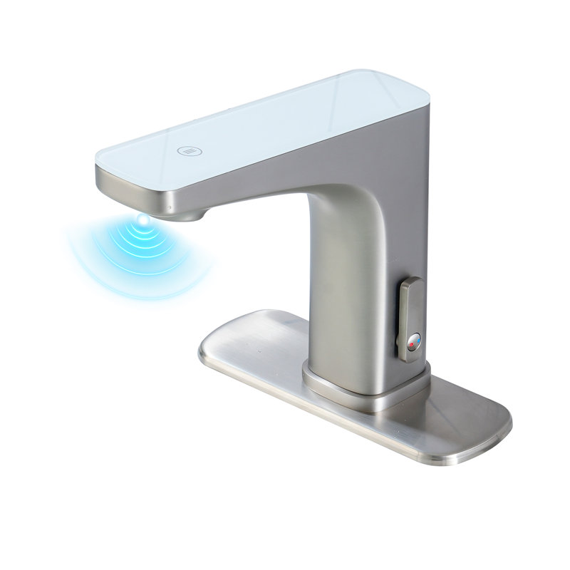 Single-Hole Bathroom Faucet with Touchless Sensor and LED Temperature Display, Brushed Nickel