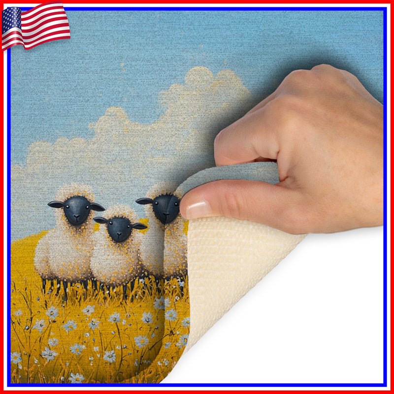 Tapis de bain mouton, Simple - L 17 po x l 24 po, Mouton jaune