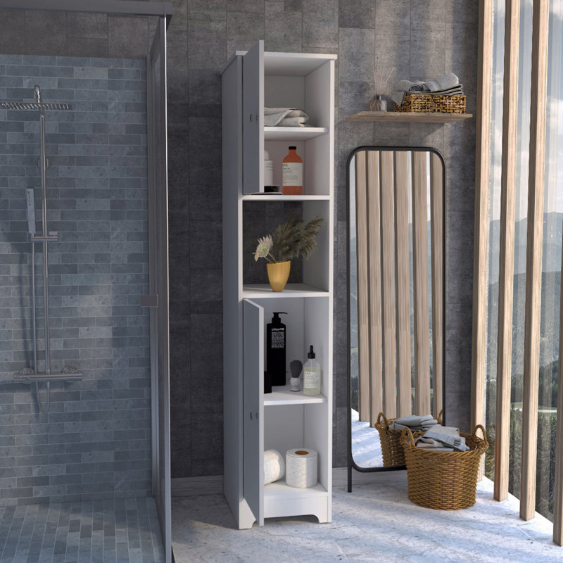 Armoire à double porte H 69 po, quatre tablettes intérieures, une tablette ouverte