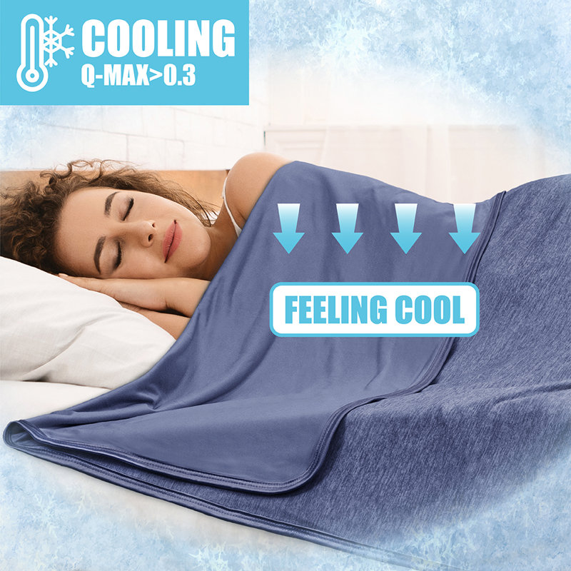 Navy Reversible Cooling Throw Blanket for Hot Sleepers