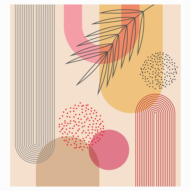 Papier peint de qualité supérieure géométrique Mid-Century, L 60 po x l 60 po