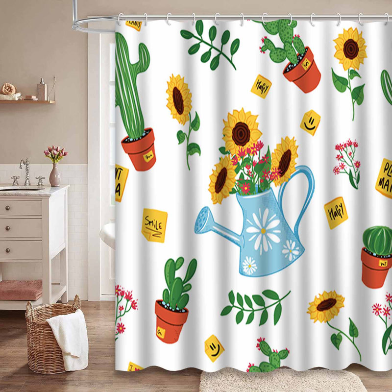 Rideau de douche imperméable à motif floral avec 12 crochets, L 72 po x l 84 po