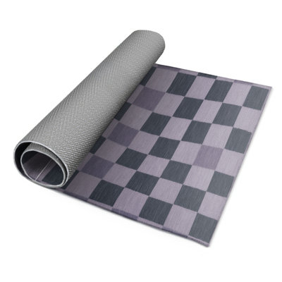 Tapis d'intérieur et d'extérieur à carreaux gris