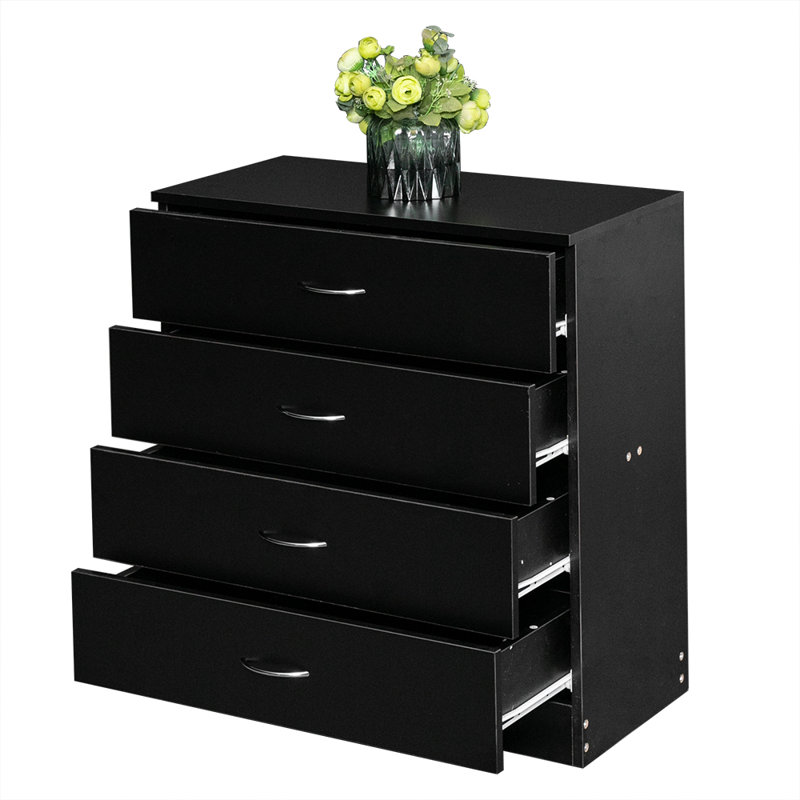 Commode 4 tiroirs l 26 po, Noir