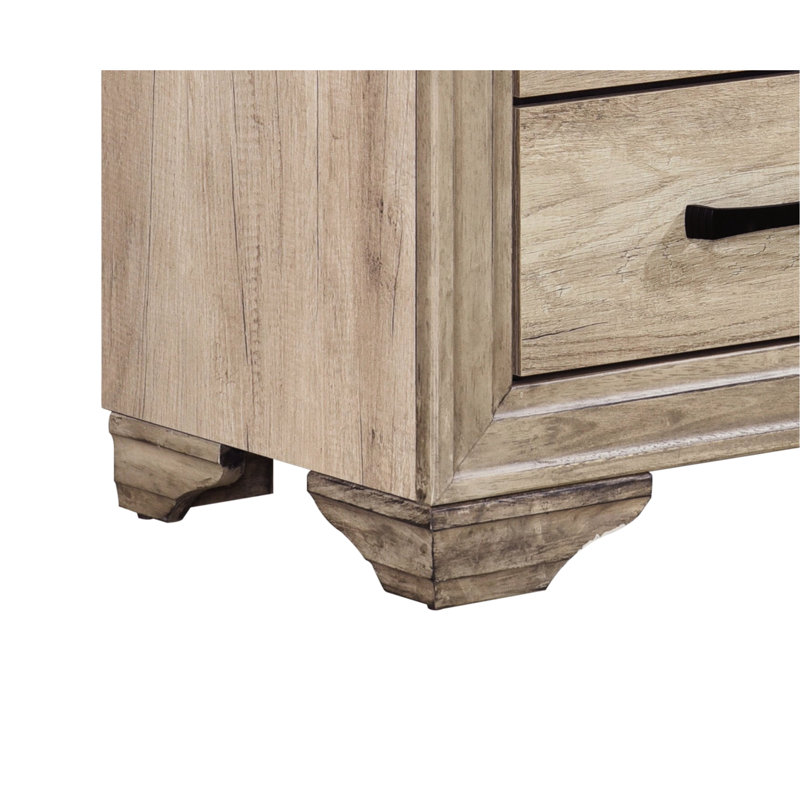 Table de chevet pour chambre à coucher avec tiroirs - Stratifié finition naturelle contre les rayures et les dommages