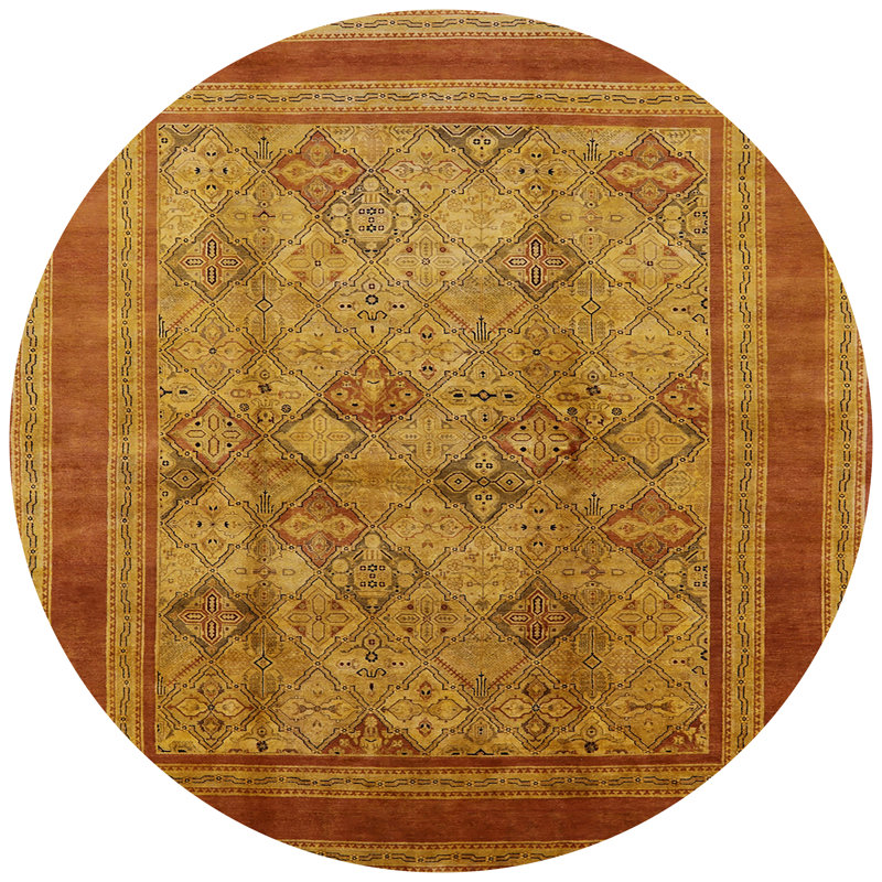 Tapis beige / rouge Southwestern, Rond 5 pi