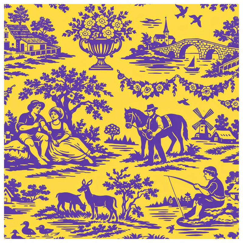 Couvertures mauves et jaunes, L 50 po x H 60 po