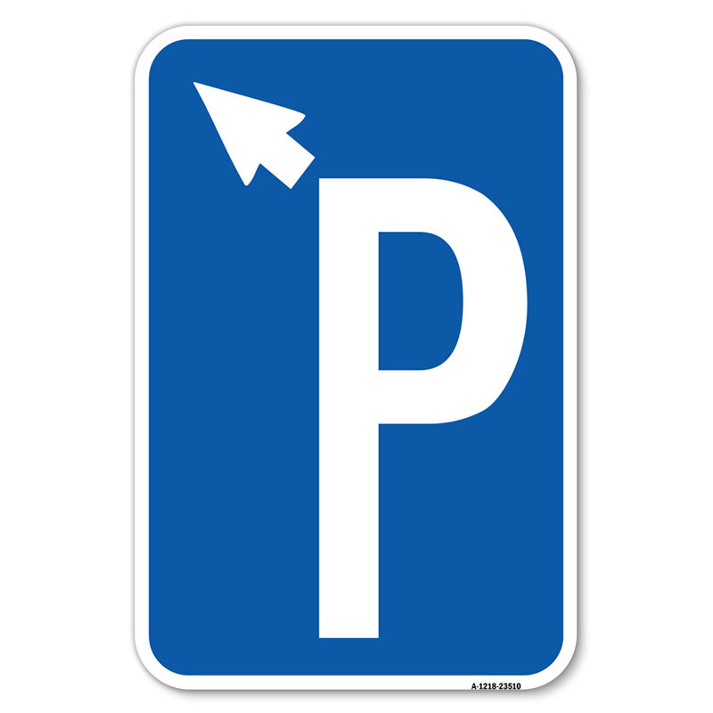 Symbole P (avec la flèche vers le haut pointant vers la gauche) / 23510, H 18 po x l 12 po x P 1 po