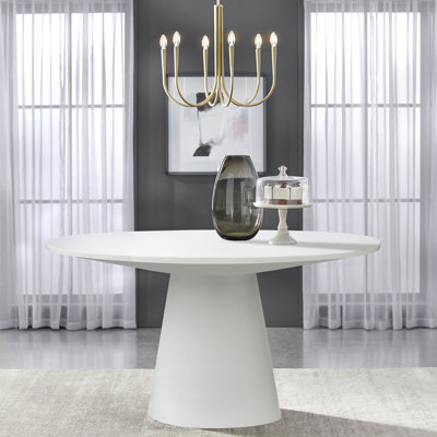Boudot Round with Solid Wood Base Dining Table