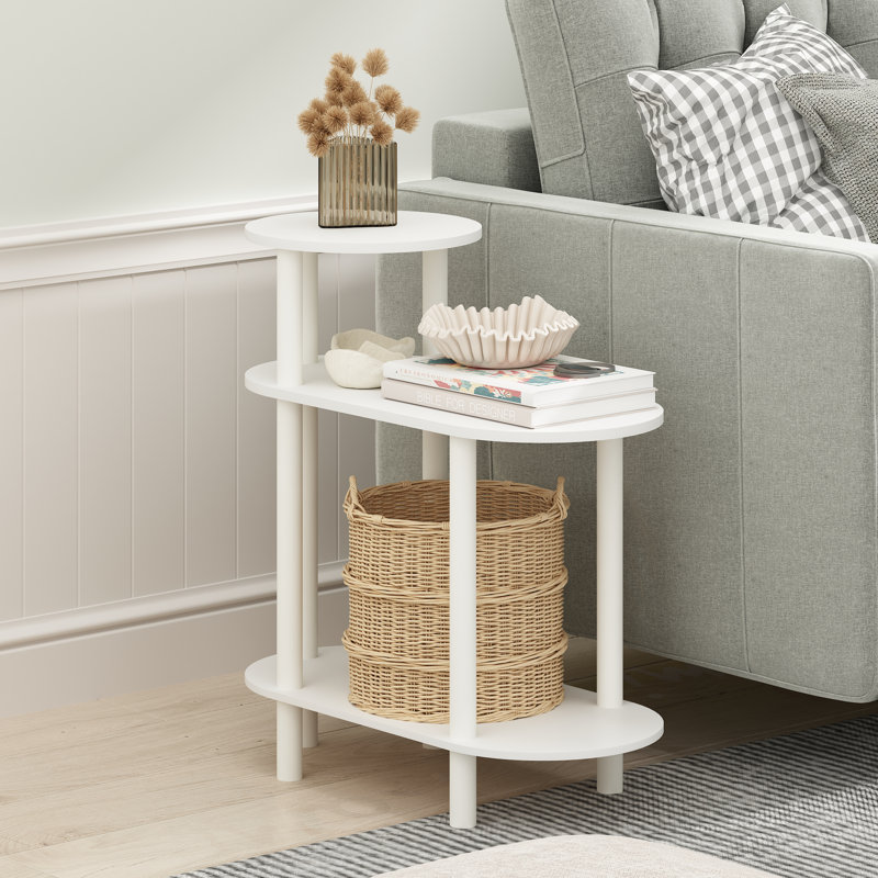 Shayma End Table, White, White