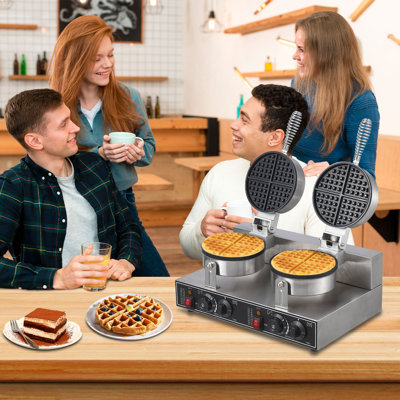 Commercial Double-Head Electric Waffle Maker With 201 Stainless Steel Construction, Non-Stick Cooking Surfaces, Adjustable Temperature And Timer For Hotels, Restaurants And Cafés