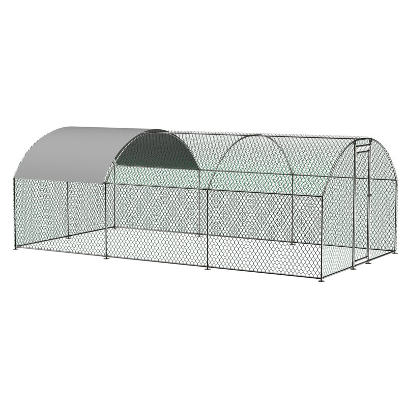 Cage spacieuse en métal avec couvercle imperméable, avec couvercle, 9,84 pi x 19,68 po x 6,56 pi, pour grand jardin avec tissu imperméable et barrière verrouillable