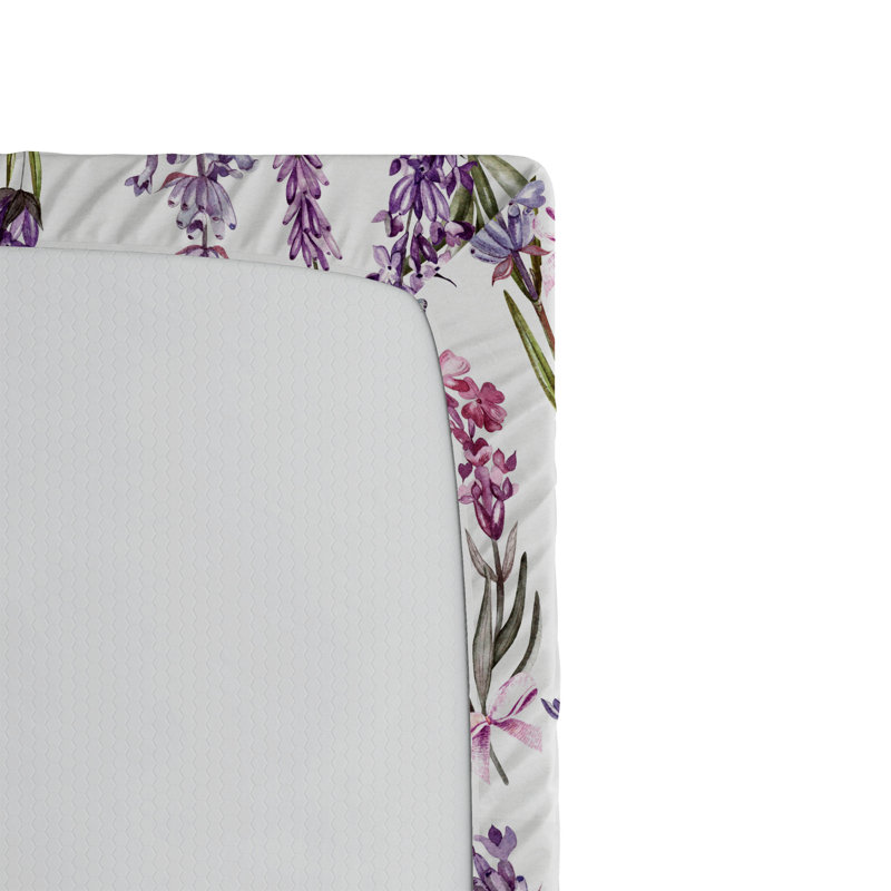 Drap-housse floral Ambesonne, Violet / rose / motif floral vert, Drap-housse de taille double