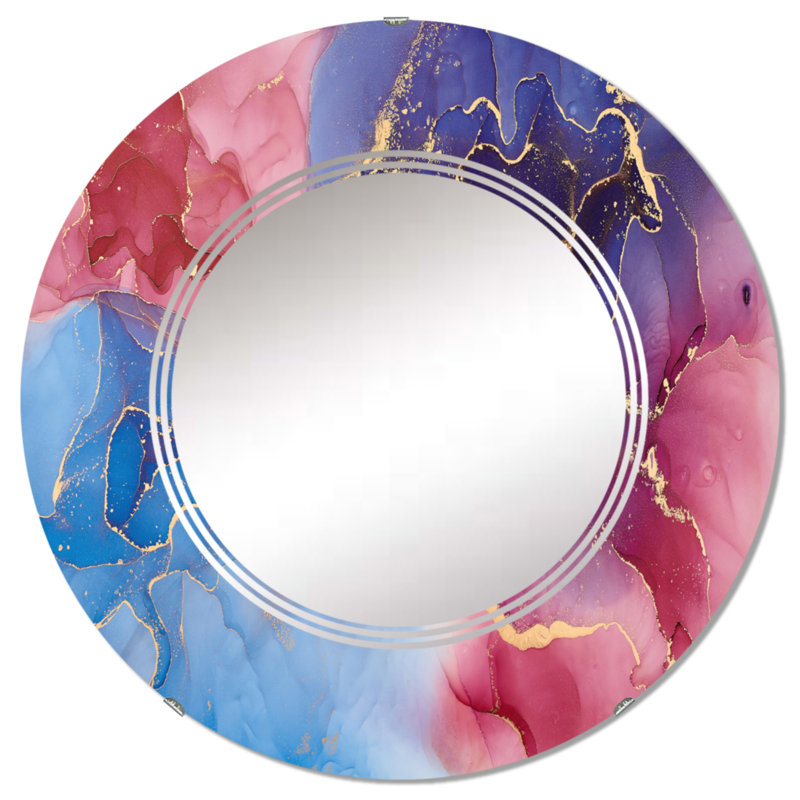 Mauve et bleu, art abstrait fluide de luxe V - miroir mural moderne, 24 po x 24 po
