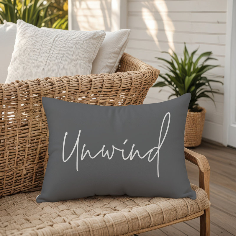  Outdoor Rectangular Pillow Cover & Insert, Gray/White