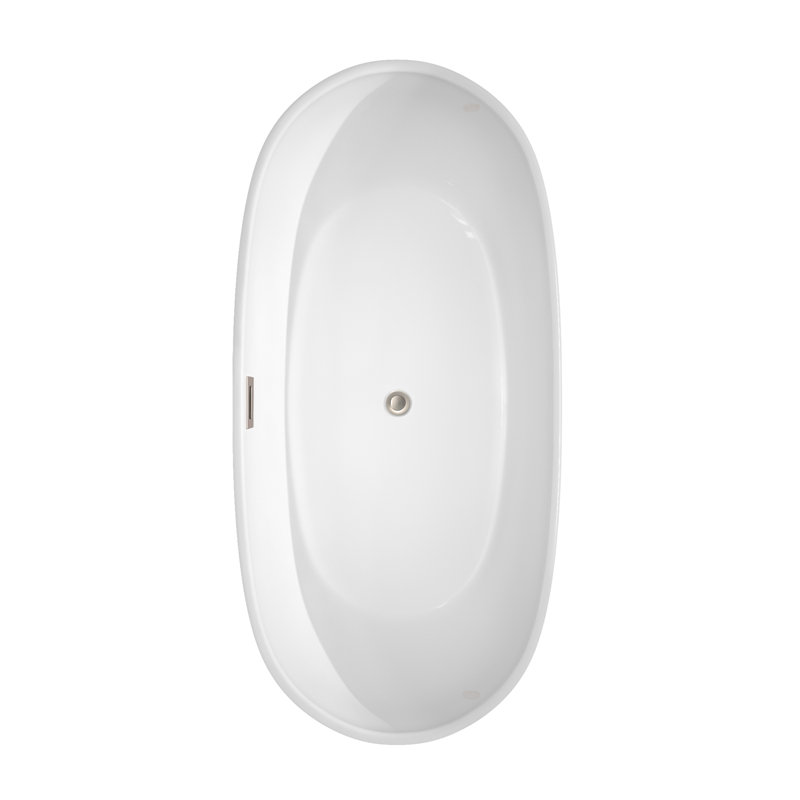 Rebecca 65'' x 32'' Soaking Acrylic Bathtub, Brushed Nickel