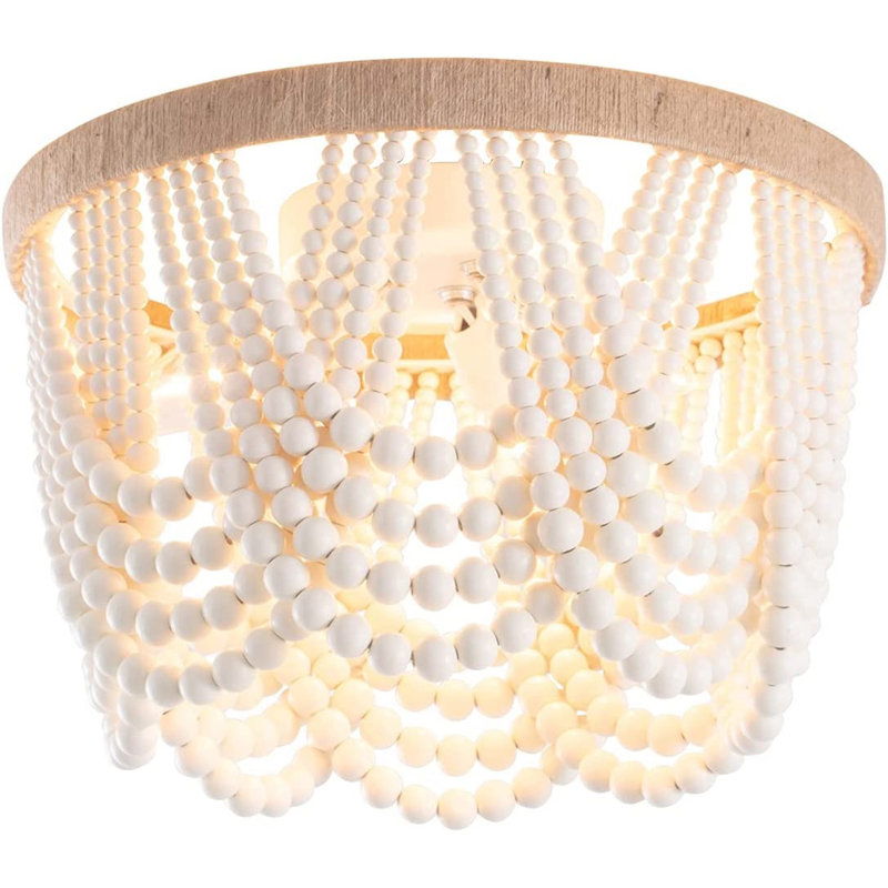 Nicole 3-Bulbs 12.6 inch Beads Farmhouse Flush Mount Flush Mount Light Fixture