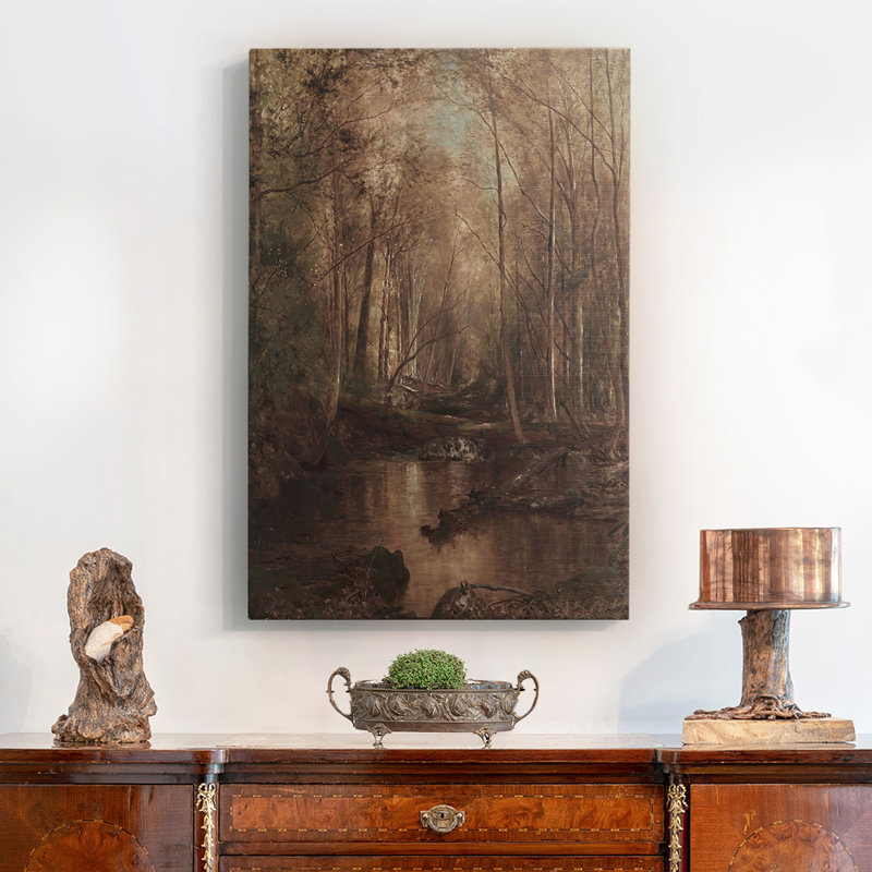 Paysage rétro CIV, ensemble sur toile encadrée, H 19 po x l 13 po