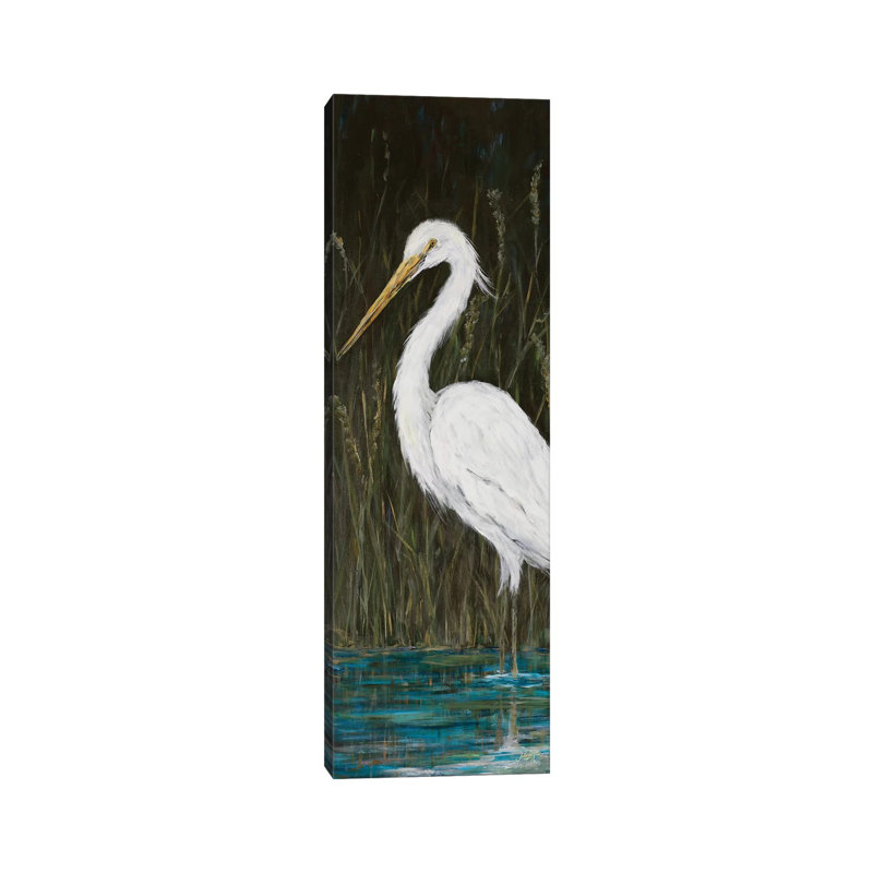 White Egret by Julie Derice - Wrapped Canvas Panoramic Gallery-Wrapped Canvas Giclée, 91.44cm H x 30.48cm W