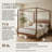 Modern Solid Wood King Size Canopy Bed Frame, 4-Poster Platform Bed with Built-in Headboard, No Box Spring Needed, Walnut Finish, Easy Assembly, Minimalist Bedroom Furniture-925467980-925467982-939111075