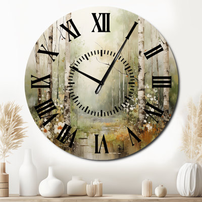 Minimalism Forest Woods II - Landscapes Black Face Wall Clock