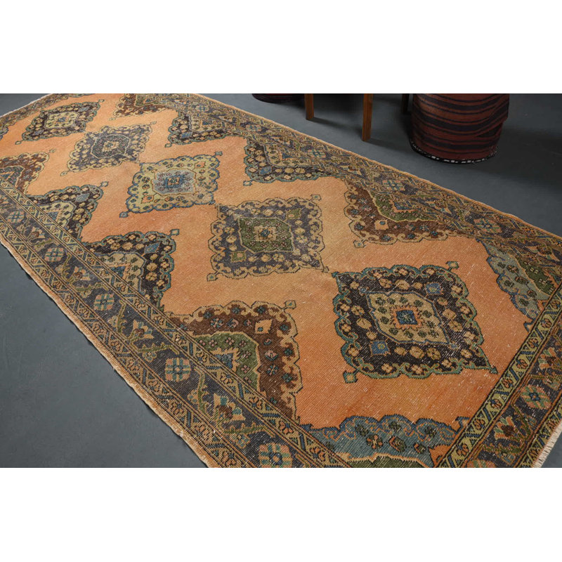 Tapis rétro, grands tapis orange 5,1 x 12,2 pi, tapis turc, tapis antique