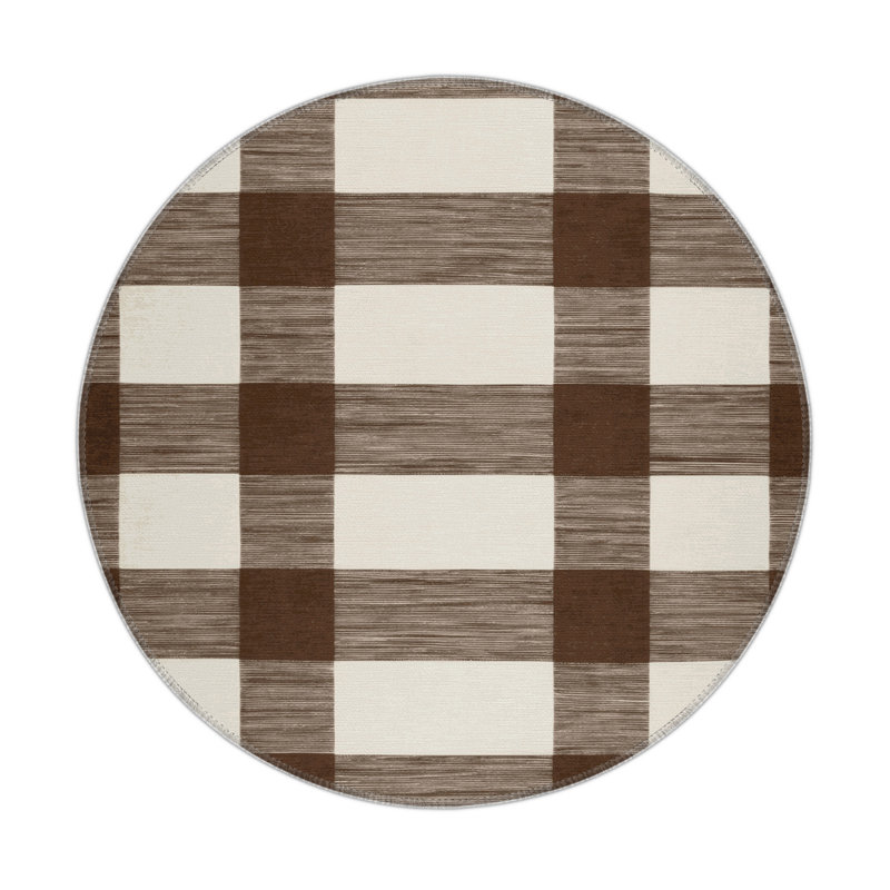 Tapis intérieur / extérieur gris HorizontalStripes, Rond 5 pi