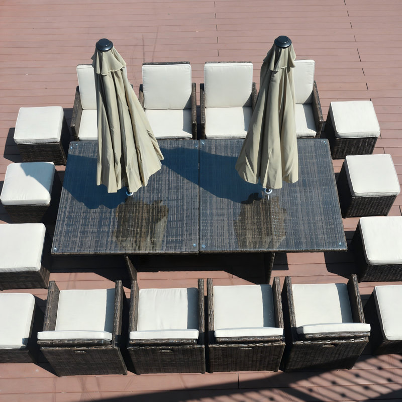 Kestner 16 - Person Wicker Patio Dining Set with , Cushions Included