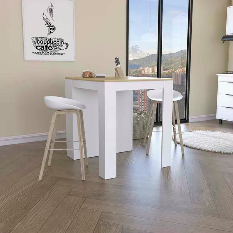 Kitchen Counter Dining Table ,Two Legs, Three Side Shelves
