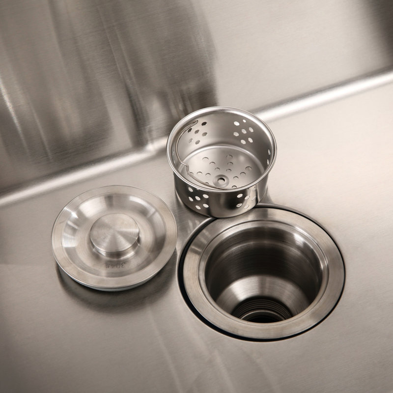 24In Silver Brushed Stainless Steel Laundry Utility Sink With Tall Faucet & Drain Head Silence Pads - 12 Gauge