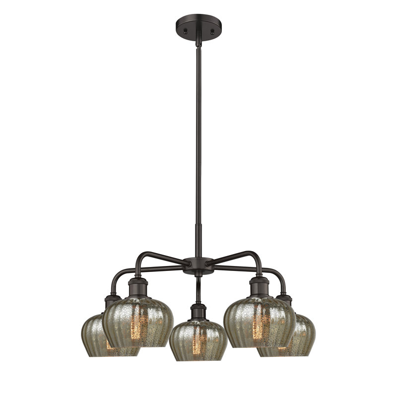 Lustre bol 5 lumières Calnie, Mercurisé, Bronze huilé