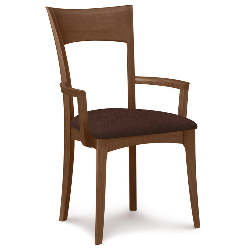 Ingrid 19.25'' H Upholstered Cherry Armchair, Natural Cherry, Microseude Onyx