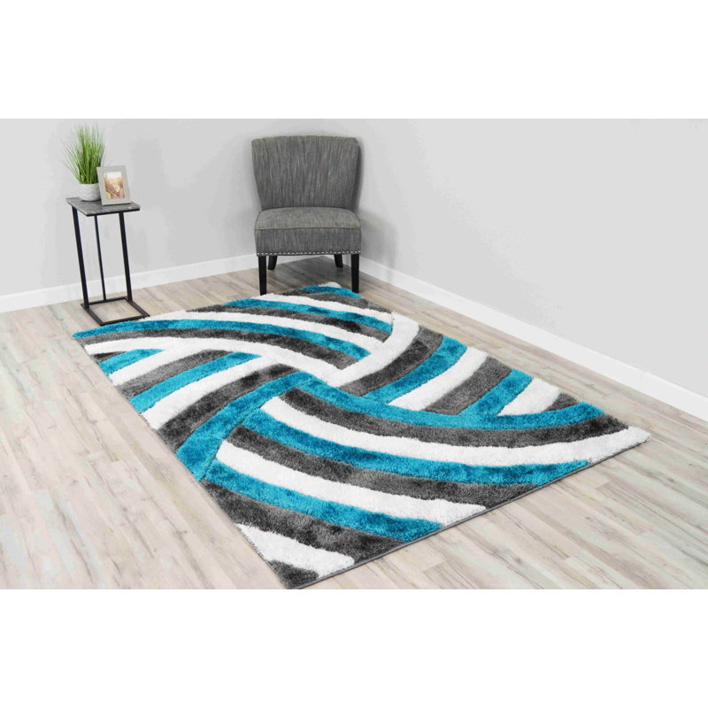 Modern Arriola Shag Abstract Geometric Rug For Living Room Bedroom, Rectangle 2'7" x 3'11"
