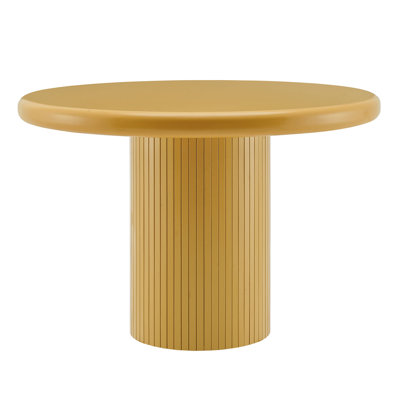 Belmonte 45 Inch Painted Wood Round Pedestal Dining Table in Mustard