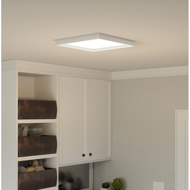 Plafonnier encastré 1 lumière DEL Quoizel, Blanc, H 1 po x l 15 po x P 15 po