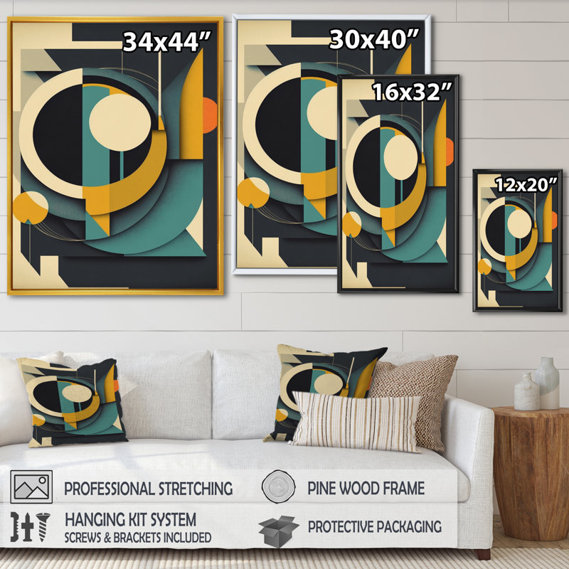 Eirwen " Mid-Century Retro Dimensions I ", Black, 12" W x 20" H