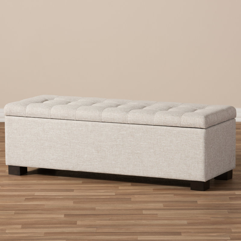 Mesina Polyester Blend Upholstered Storage Bench, Beige