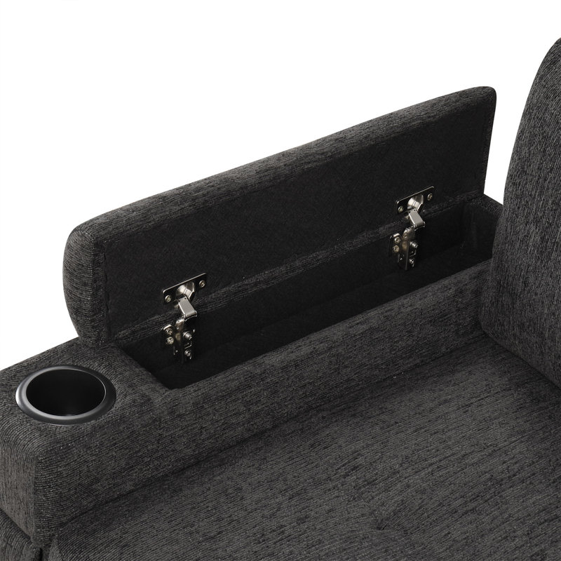 Canapé modulaire de 83,5 po avec canapé en L et canapé-lit, Noir
