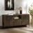 63'' Dark Oak 3-Door Sideboard Cabinet with Basket Weave Design