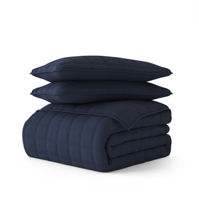Ensemble de couvre-lit matelassé en microfibre doublement brossé à motif de carré Simply Soft™